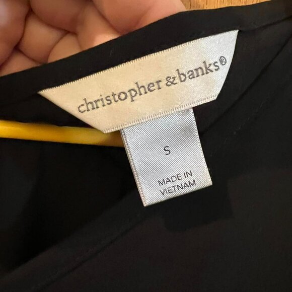🐻Size S - Christopher & Banks - Black Winged Sleeve Pullover Blouse - Picture 2 of 6